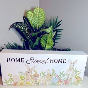 Home Sweet Home Bunny Rabbit Tabletop Decor or Wall Decor - NWT